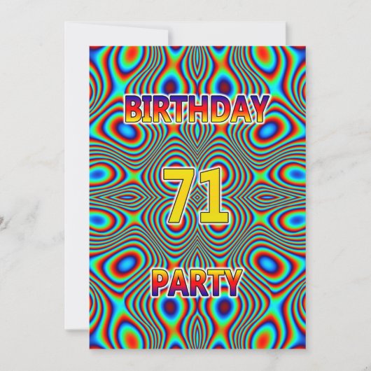 Psychedelic 71st Birthday party Invitation Kaart (Voorkant)