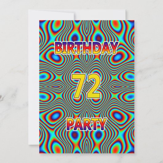 Psychedelic 72nd Birthday party Invitation Kaart (Voorkant)