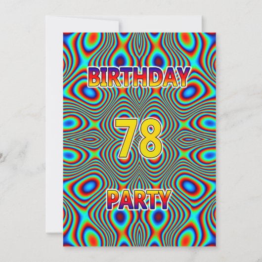 Psychedelic 78th Birthday party Invitation Kaart (Voorkant)