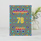 Psychedelic 78th Birthday party Invitation Kaart (Staand voorkant)