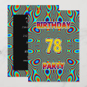 Psychedelic 78th Birthday party Invitation Kaart (Voorkant / Achterkant)