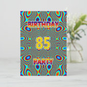 Psychedelic 85th Birthday party Invitation Kaart (Staand voorkant)