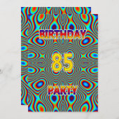 Psychedelic 85th Birthday party Invitation Kaart (Voorkant / Achterkant)