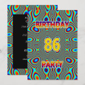 Psychedelic 86th Birthday party Invitation Kaart (Voorkant / Achterkant)