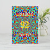 Psychedelic 92nd Birthday party Invitation Kaart (Staand voorkant)