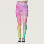 Psychedelic Aardbei Roze Neon Pastel Abstract Leggings (Voorkant)
