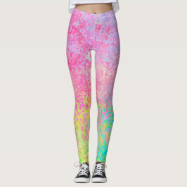 Psychedelic Aardbei Roze Neon Pastel Abstract Leggings