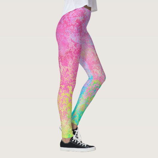 Psychedelic Aardbei Roze Neon Pastel Abstract Leggings (Rechts)