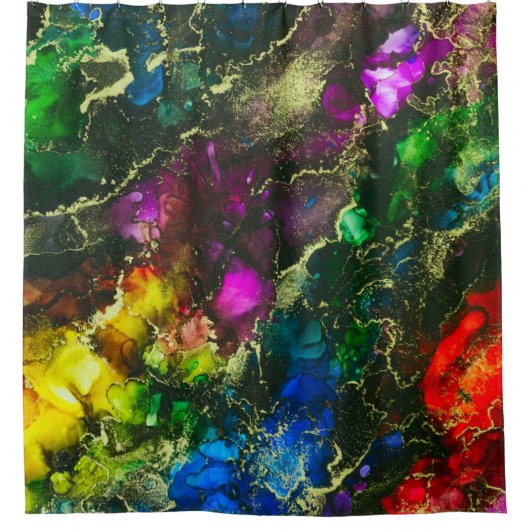Psychedelic Abstract Alcohol Ink Douchegordijn (Voorkant)