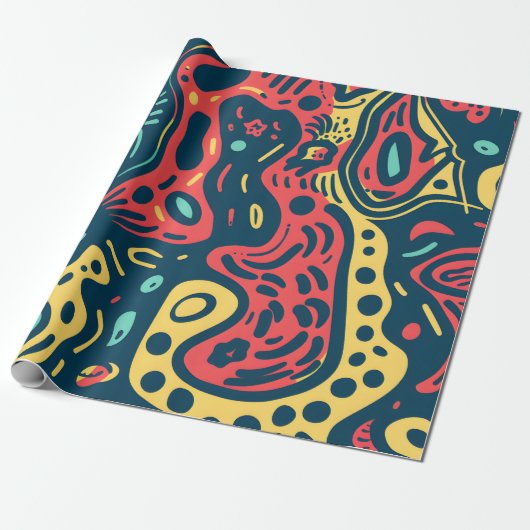 Psychedelic Abstract Cadeaupapier (Uitgerold)