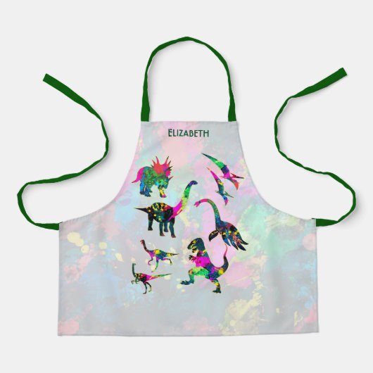 Psychedelic Abstract Colorful Dinosaur Silhouettes Schort (Voorkant)