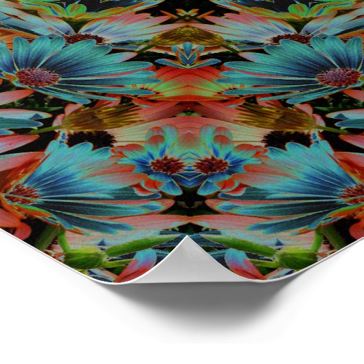 Psychedelic Abstract Daisies Flower Kaleidoscope Poster (Hoek)