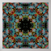 Psychedelic Abstract Daisies Flower Kaleidoscope Poster (Voorkant)
