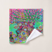 Psychedelic Abstract Groovy Paars Sedum Bad Handdoek (Wasdoekje)