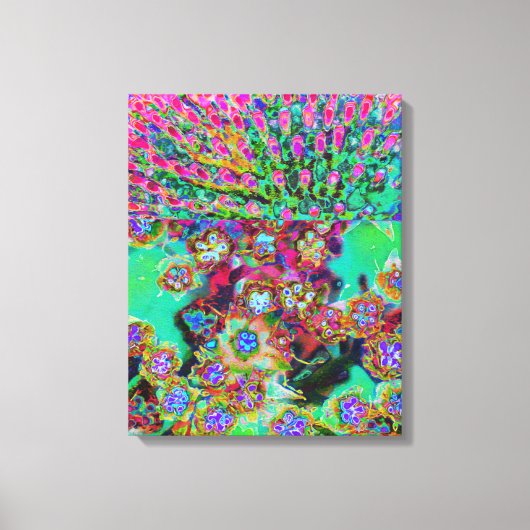 Psychedelic Abstract Groovy Paars Sedum Canvas Afdruk (Voorkant)