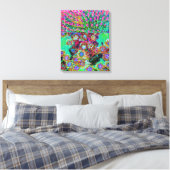 Psychedelic Abstract Groovy Paars Sedum Canvas Afdruk (Insitu (Slaapkamer))