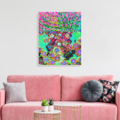 Psychedelic Abstract Groovy Paars Sedum Canvas Afdruk (Insitu (Woonkamer))