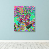 Psychedelic Abstract Groovy Paars Sedum Canvas Afdruk (Insitu (Houten vloer))