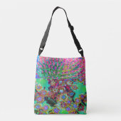 Psychedelic Abstract Groovy Paars Sedum Crossbody Tas (Achterkant)