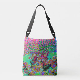 Psychedelic Abstract Groovy Paars Sedum Crossbody Tas