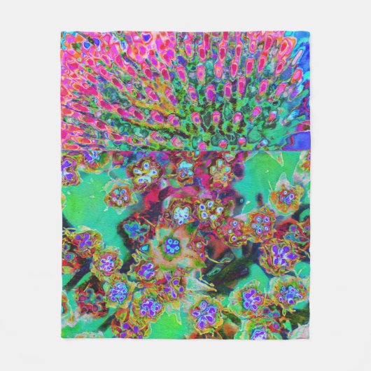 Psychedelic Abstract Groovy Paars Sedum Fleece Deken (Voorkant)