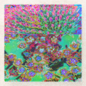 Psychedelic Abstract Groovy Paars Sedum Glazen Onderzetter (Voorkant)
