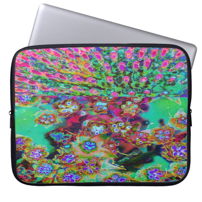 Psychedelic Abstract Groovy Paars Sedum Laptop Sleeve (Voorkant)