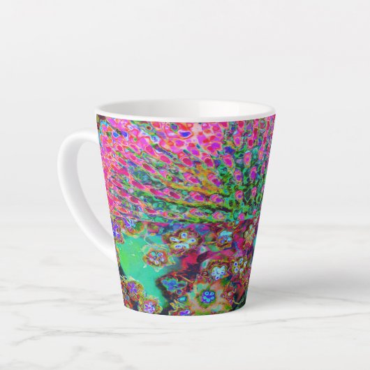 Psychedelic Abstract Groovy Paars Sedum Latte Mok (Linkerhoek)