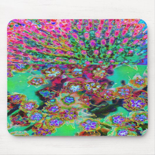 Psychedelic Abstract Groovy Paars Sedum Muismat (Voorkant)
