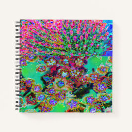 Psychedelic Abstract Groovy Paars Sedum Notitieboek