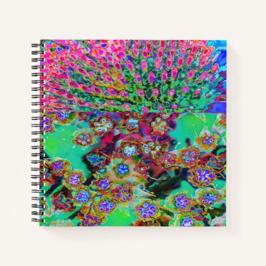 Psychedelic Abstract Groovy Paars Sedum Notitieboek (Voorkant)