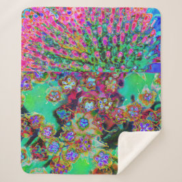 Psychedelic Abstract Groovy Paars Sedum Sherpa Deken