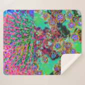Psychedelic Abstract Groovy Paars Sedum Sherpa Deken (Voorkant (horizontaal))
