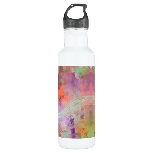 Psychedelic abstract munt groen sinaasappel paarse waterfles  (Voorkant)