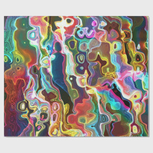 Psychedelic Abstract Neon Cellular Electric Art Cadeaupapier