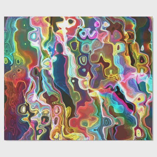 Psychedelic Abstract Neon Cellular Electric Art Cadeaupapier (Vlak)