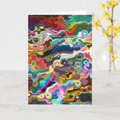 Psychedelic Abstract Neon Cellular Electric Art Kaart (Gele Bloem)