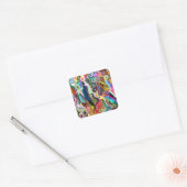 Psychedelic Abstract Neon Cellular Electric Art Vierkante Sticker (Envelop)