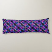 Psychedelic Abstract Paars roze blauw grijs gestre Lichaamskussen (Achterkant)