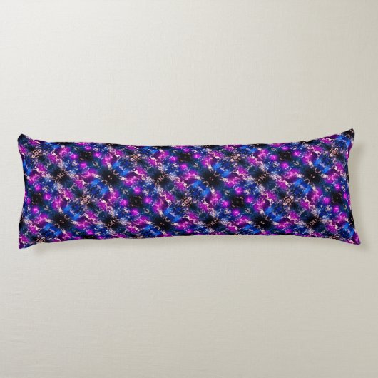 Psychedelic Abstract Paars roze blauw grijs gestre Lichaamskussen (Achterkant)