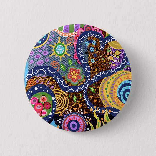 Psychedelic abstract patroon ronde button 5,7 cm (Voorkant)