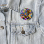 Psychedelic abstract patroon ronde button 5,7 cm (In situ)