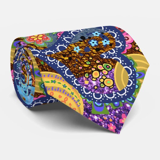 Psychedelic abstract patroon stropdas (Opgerold)