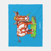 Psychedelic Abstracte Cartoon Colorful Funny Koe Fleece Deken (Voorkant)