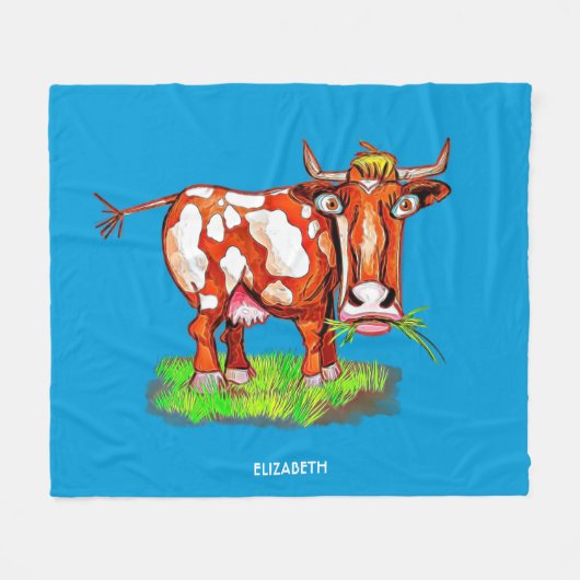 Psychedelic Abstracte Cartoon Colorful Funny Koe Fleece Deken (Voorkant (Horizontaal))