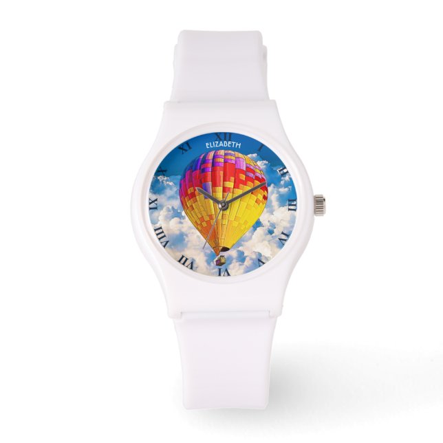 Psychedelic Abstracte Flying Hot Air ballon Horloge (Voorkant)