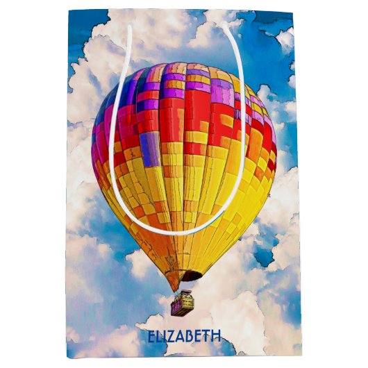 Psychedelic Abstracte Flying Hot Air ballon Medium Cadeauzakje (Voorkant)
