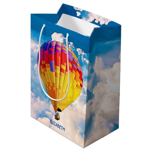 Psychedelic Abstracte Flying Hot Air ballon Medium Cadeauzakje (Achterkant Gekanteld)