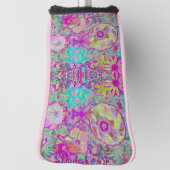 Psychedelic Abstracte Magenta en Aqua Garden Art Golfheadcover (Draai 90)