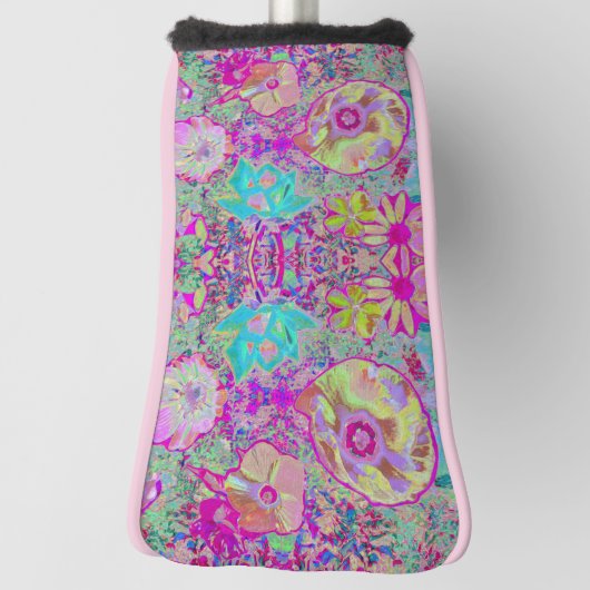 Psychedelic Abstracte Magenta en Aqua Garden Art Golfheadcover (Draai 90)